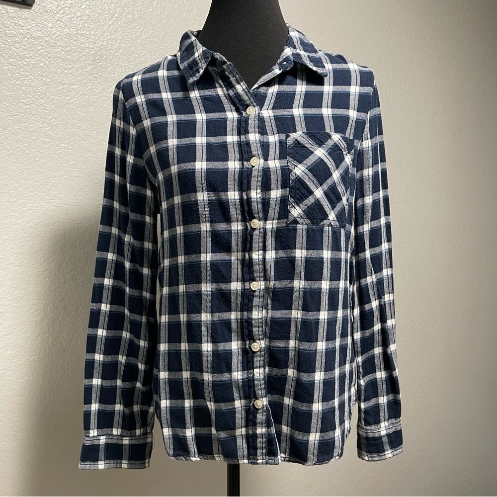 Forever 21 Women’s Long Sleeve Blue Plaid Button Up LARGE